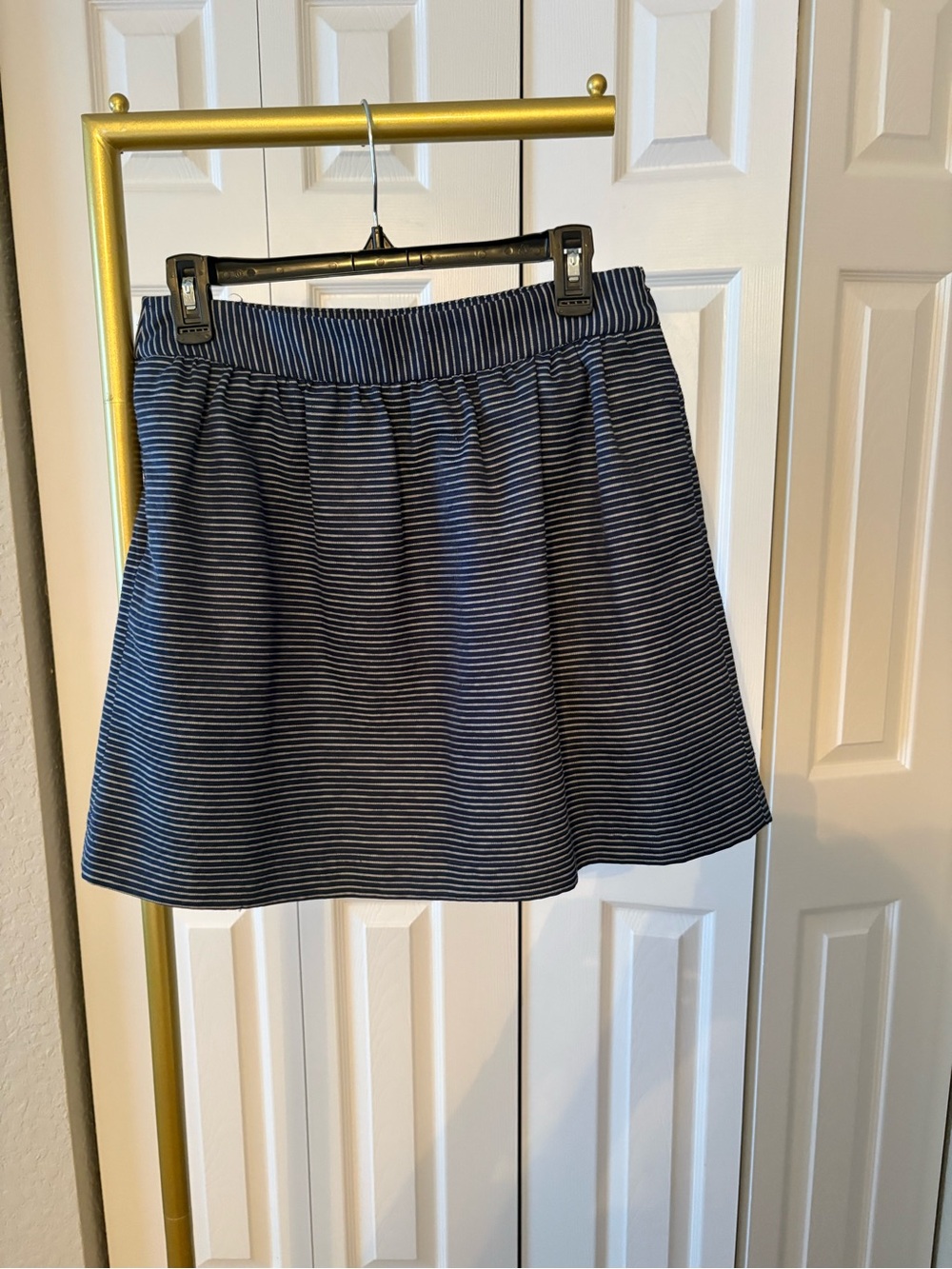 Banana Republic Factory Skirt Navy and White Striped A-Line, Classic Coastal